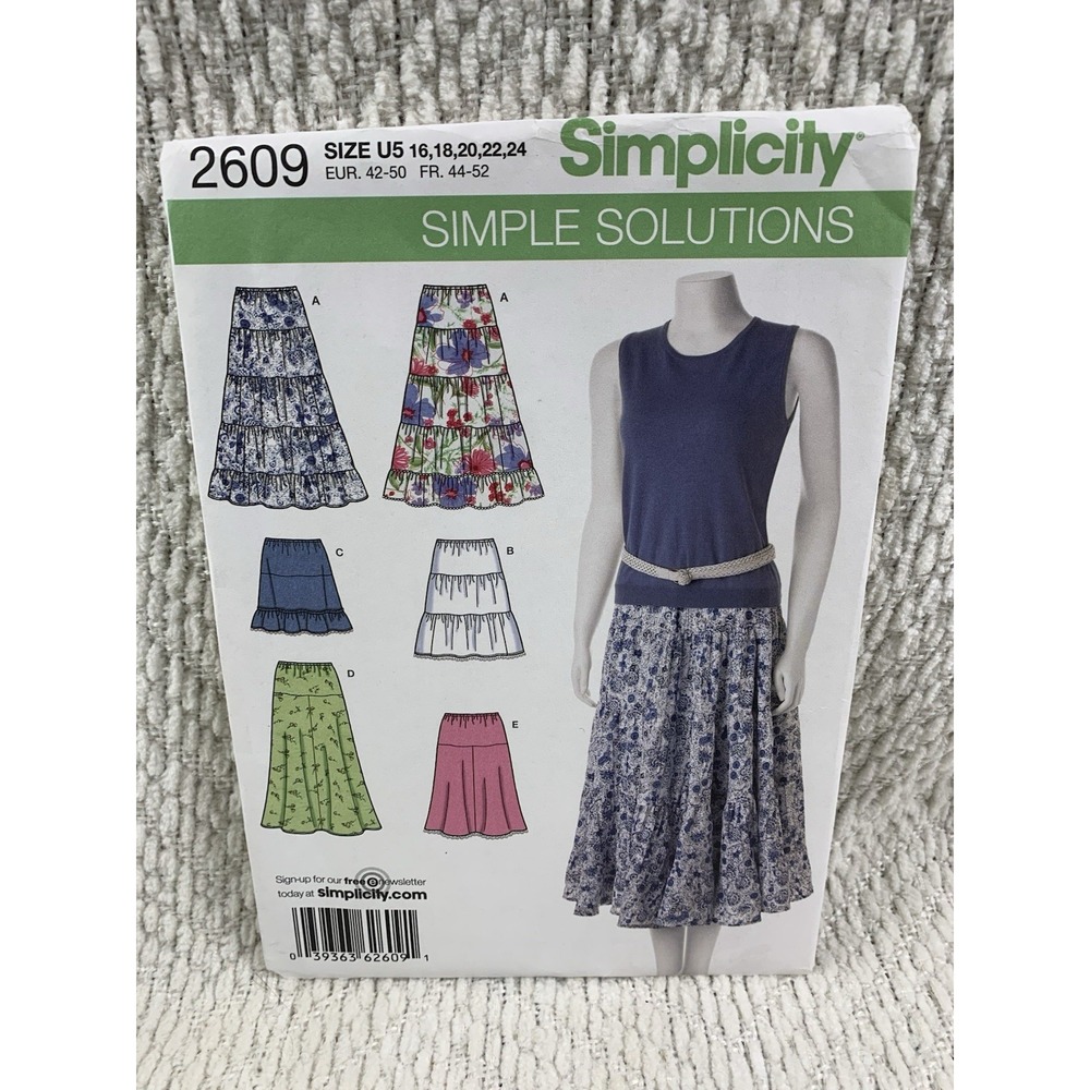 2009 Simplicity Simple Solutions Skirt Pattern 2609 Size 16-24‎ Uncut